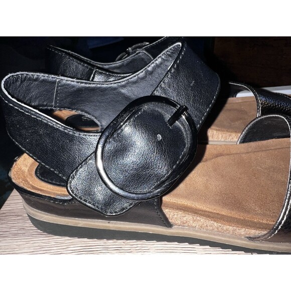 Eurosoft Sandals Women's 9 Lasara Flat Ankle Strap Black Bronze - Picture 6 of 10